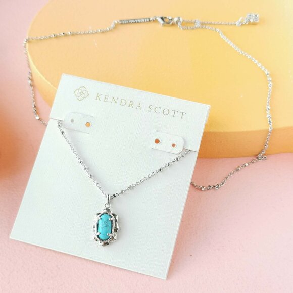 Kendra Scott - Piper Variegated Turquoise Silver Necklace - NEW - Picture 3 of 3